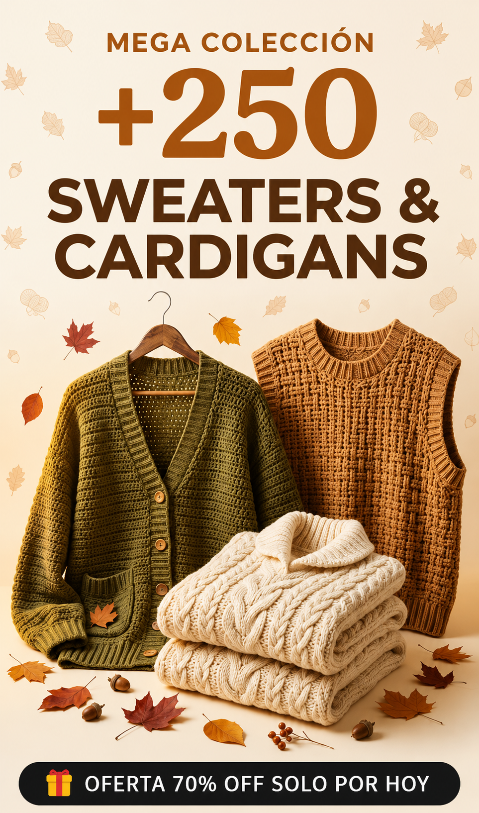 +250 Sweaters y Cardigans a Crochet. La colección más completa en Español
